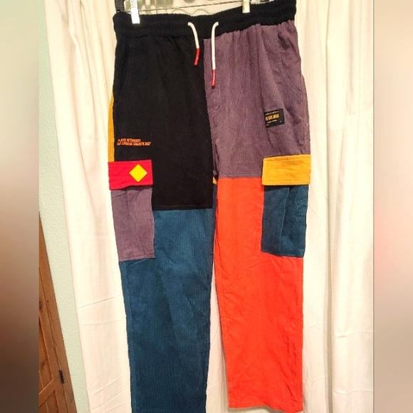 Coursemys Stussy Inspo‎ Streetwear Corduroy Joggers Colorblock Pants Men’s  XXL - Picture 1 of 10